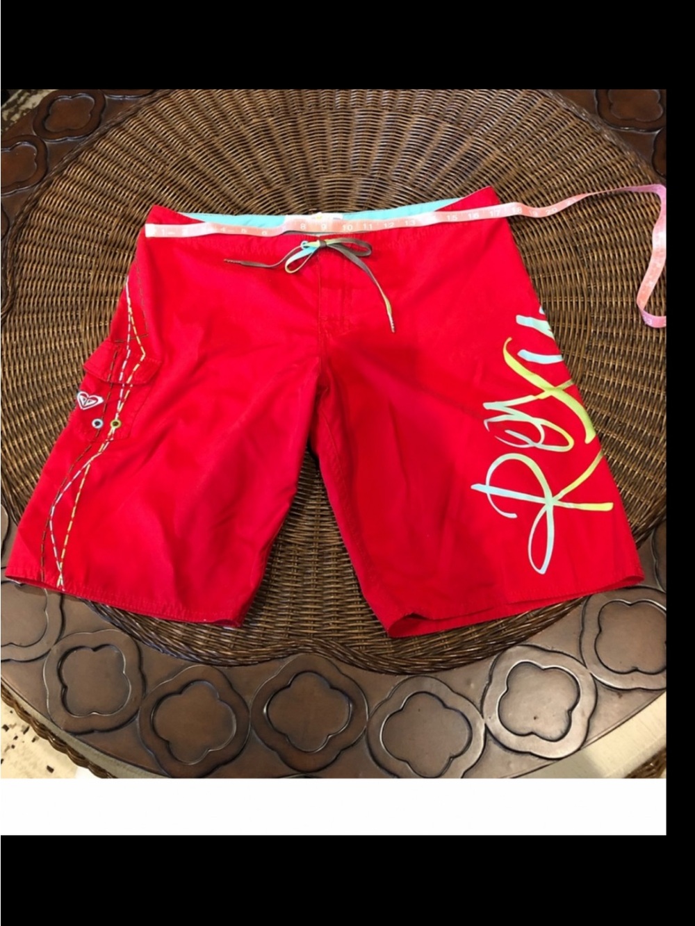 Roxy Red Surf Boardshorts with Script Logo